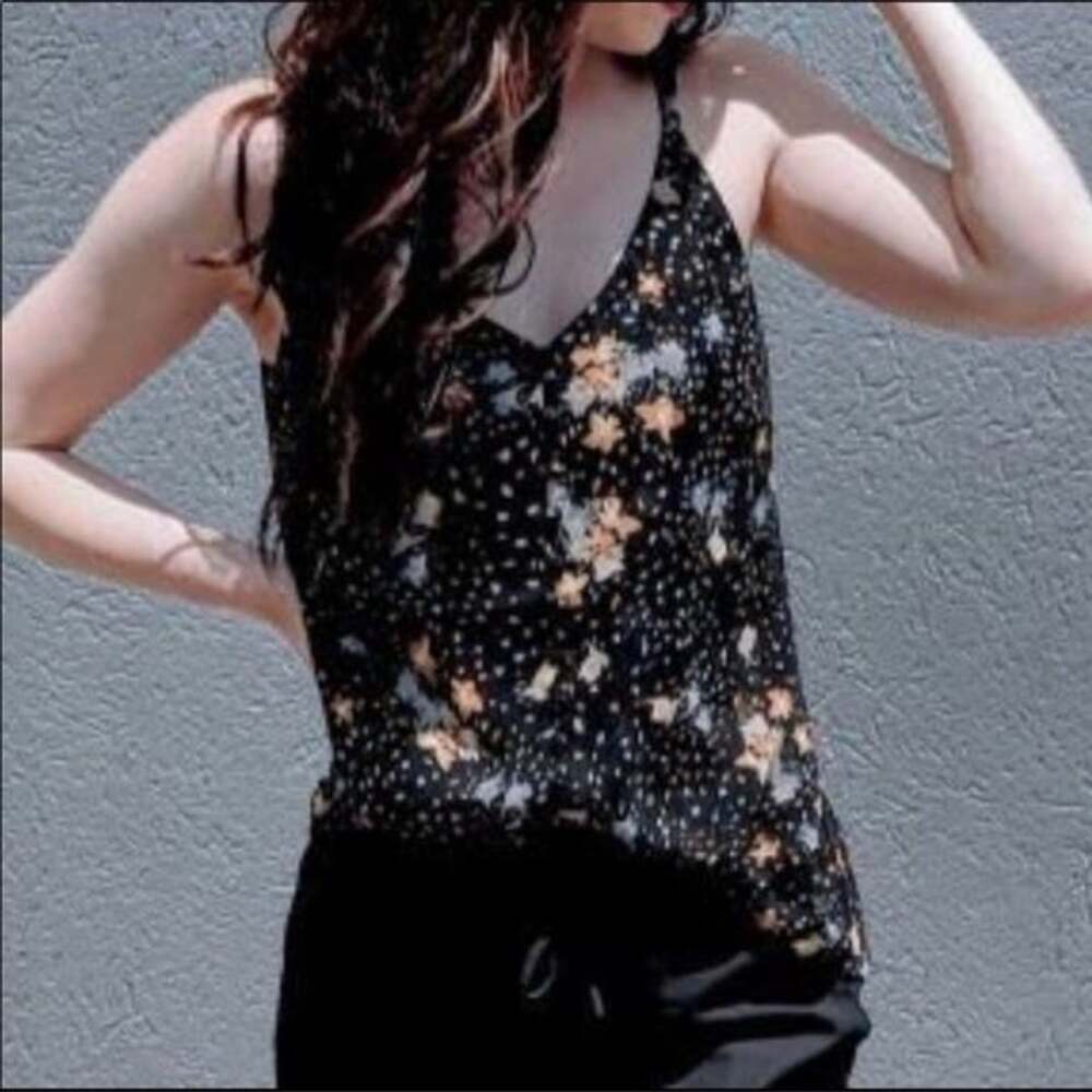 Cabi Cluster Cami Size S Black Floral Print Camisole